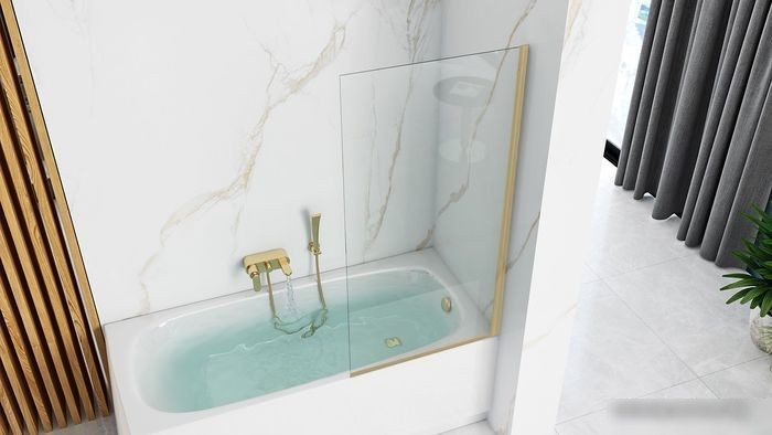 Стеклянная шторка для ванны Rea Elegant 70 (матовое золото/прозрачное стекло)