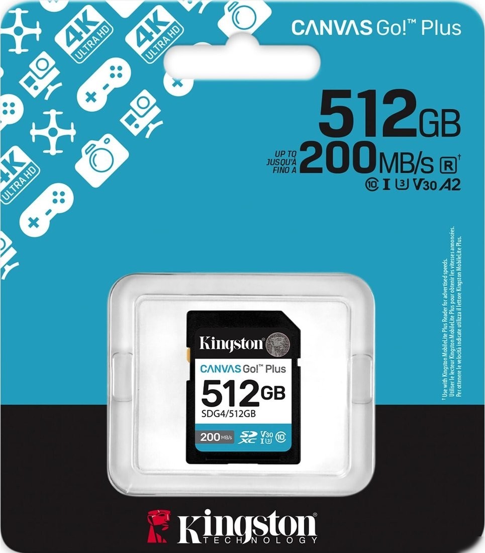 Карта памяти Kingston Canvas Go! Plus SDXC 512GB SDG4/512GB