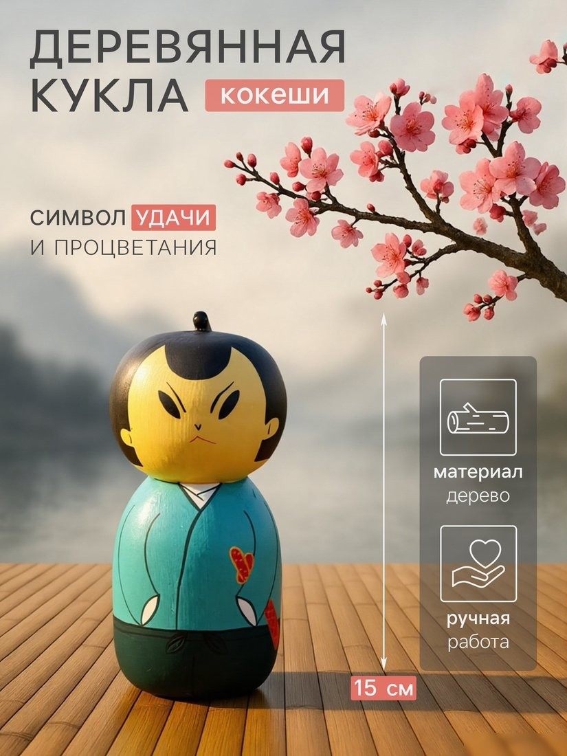Статуэтка Sima-Land Кокэси кукла Кокеши. Самурай 10465077