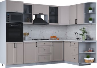 Готовая кухня Интерлиния Тренд 1.68x2.8 ВТ правая (луна/луна/бискайская сосна)
