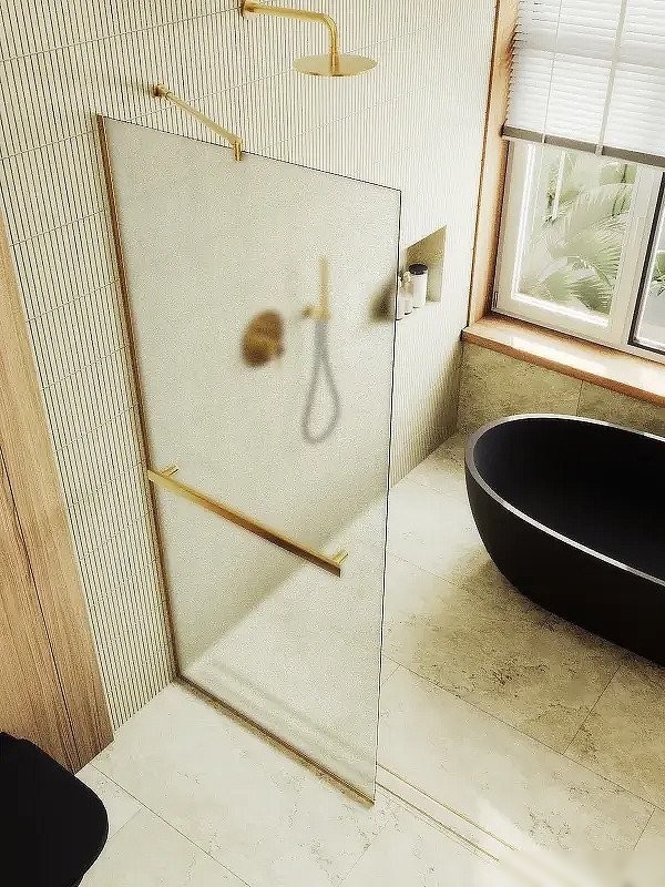Душевая стенка MaybahGlass 99x195 MGD-1463-3у (сатин стекло/золото)
