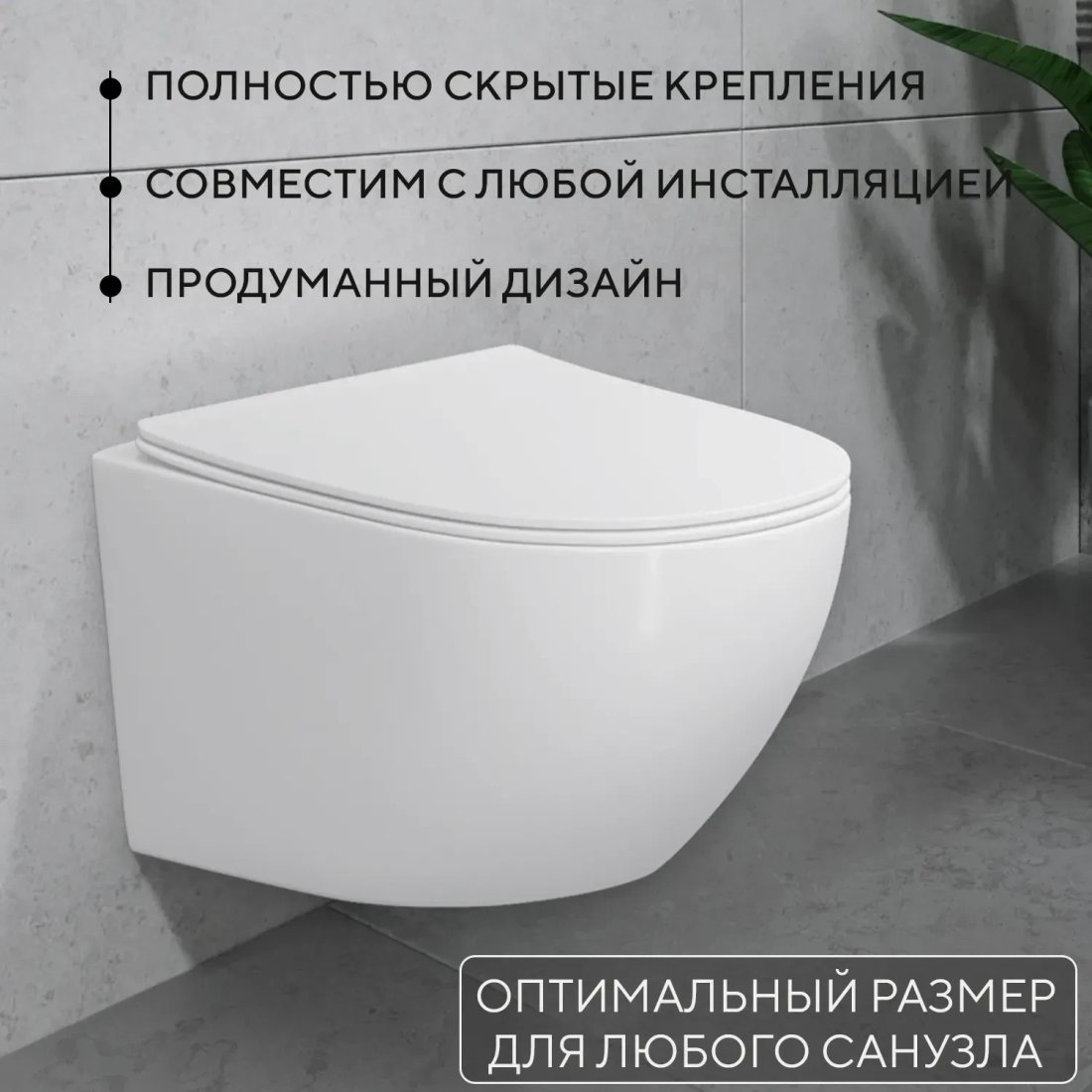 Унитаз подвесной Lauter Sulzdorf + AM.PM MasterFit I012713.0101 (белый с микролифтом/глянцевый белый, с кнопкой смыва)