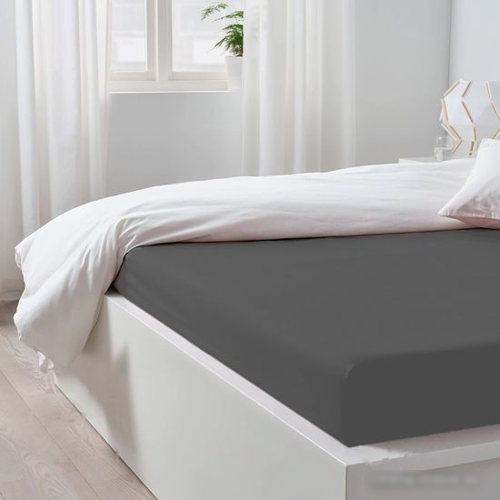 Постельное белье Luxsonia Трикотаж на резинке 180x200 Мр0010-25 (графит)