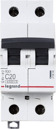 Выключатель автоматический Legrand RX3 2P C 20A 4.5кА 2M 419698