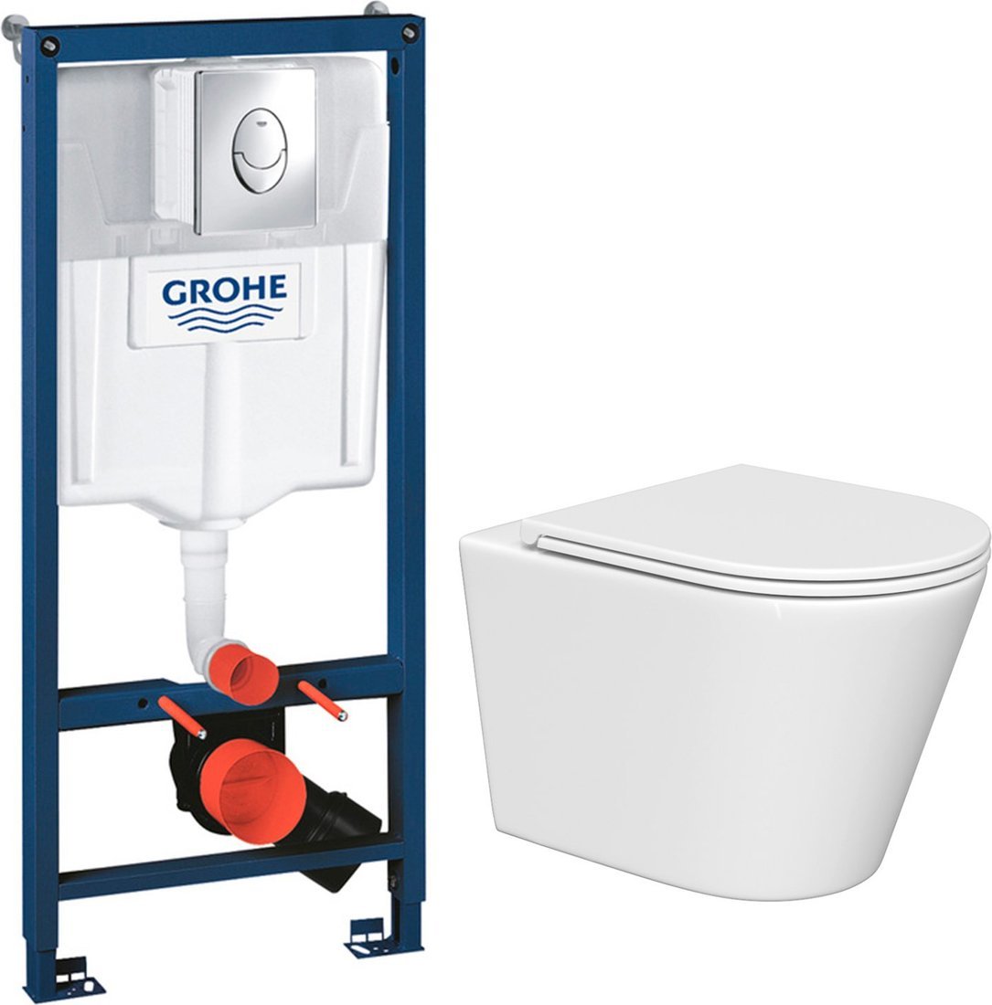 Унитаз подвесной Lauter Longer 2110822 + GROHE Rapid SL 38721001 с кнопкой (овальная, хром)