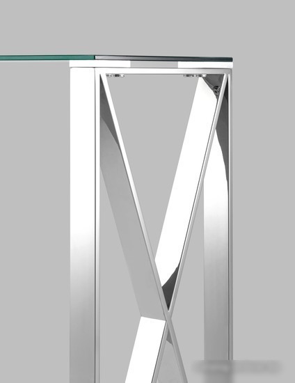 Консольный стол Stool Group Кросс 115x30 (стекло/сталь/серебристый)