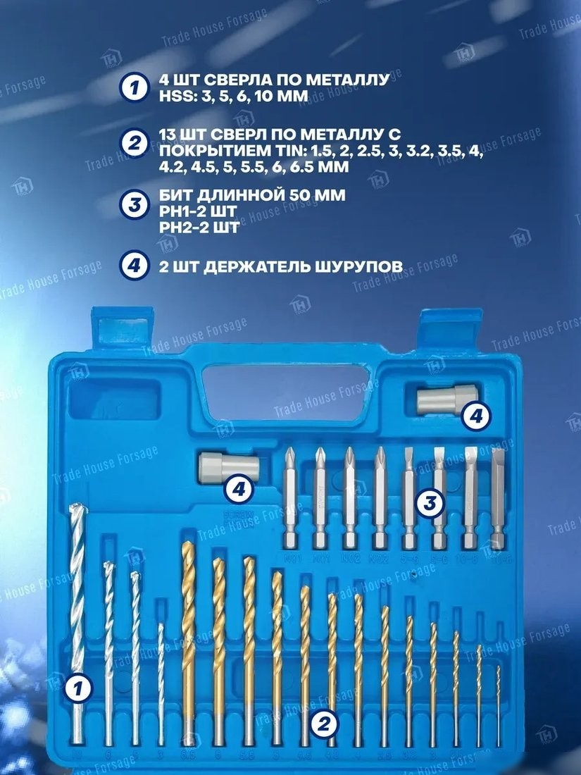 Набор бит и сверл FORSAGE F-924U57 (60684)