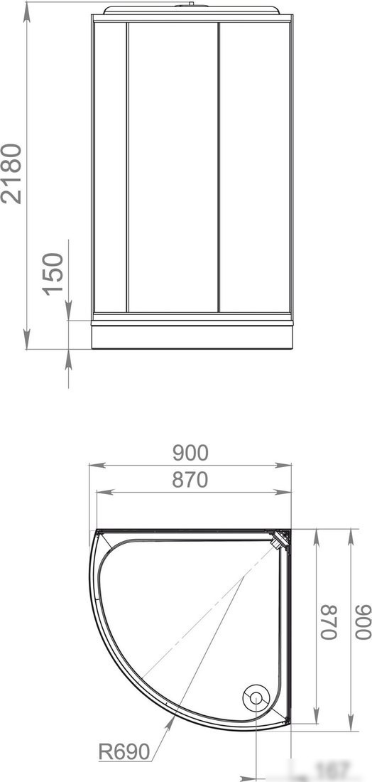 Душевая кабина Domani-Spa Simple 99 90x90 DS01Sm99LBT00.Gt-V1.2-Black