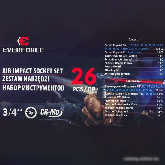Набор трещотка с головками Everforce EF-68262-9MPB (26 предметов)