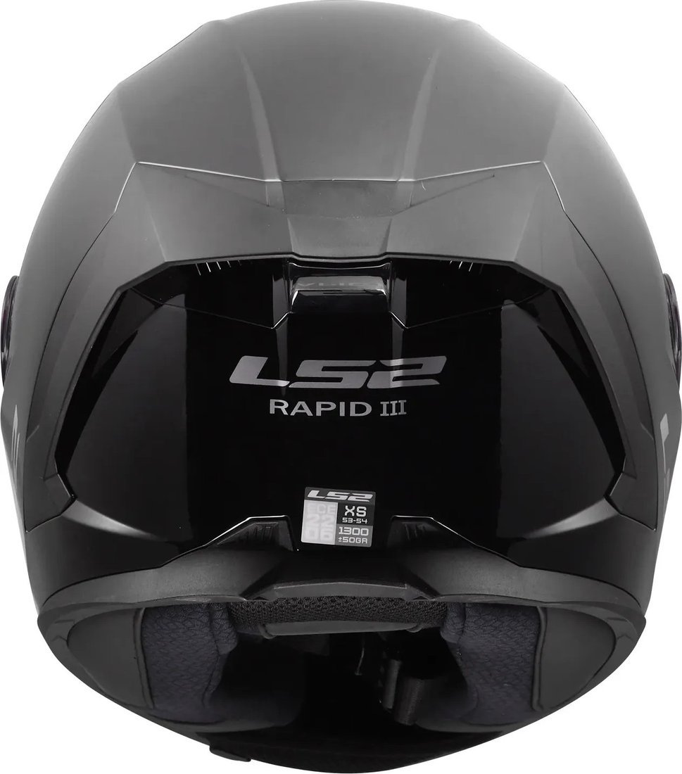 Мотошлем LS2 FF820 Rapid III Solid (3XL, черный глянцевый)