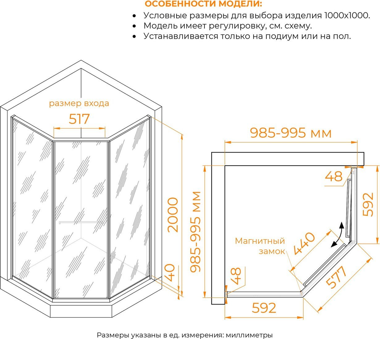 Душевой уголок RGW SV-82B R 33328200-34R (черный/тонированное стекло)