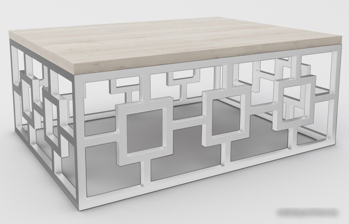 Журнальный столик Hype Mebel Лок 75x100 (белый/древесина белая) Журнальный столик Hype Mebel Лок 75x100 (белый/древесина белая)