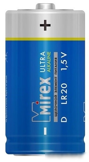 Батарейки Mirex LR20 D Алкалайн 2 шт 23702-LR20-E2