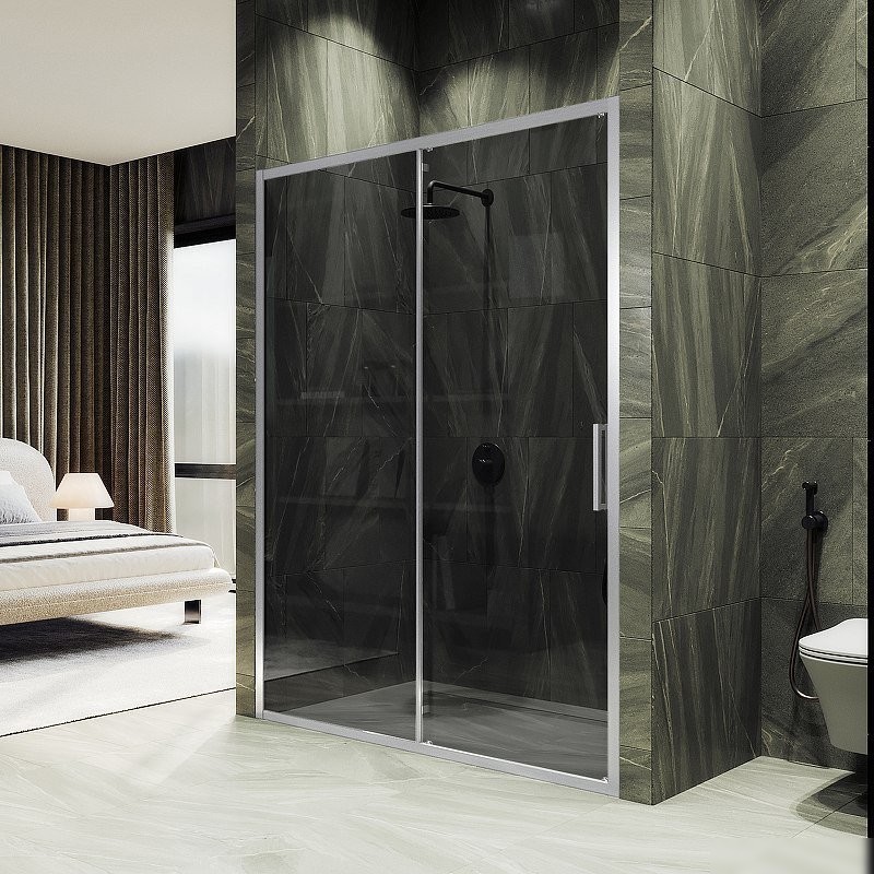 Душевая дверь MaybahGlass 195x120 MGD-1284-5 (графит стекло/хром матовый)