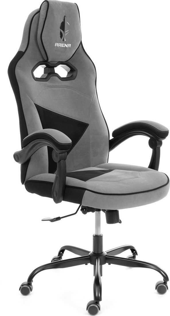 Игровое (геймерское) кресло TetChair Arena metalBL (велюр, серый/черный, 29/35)
