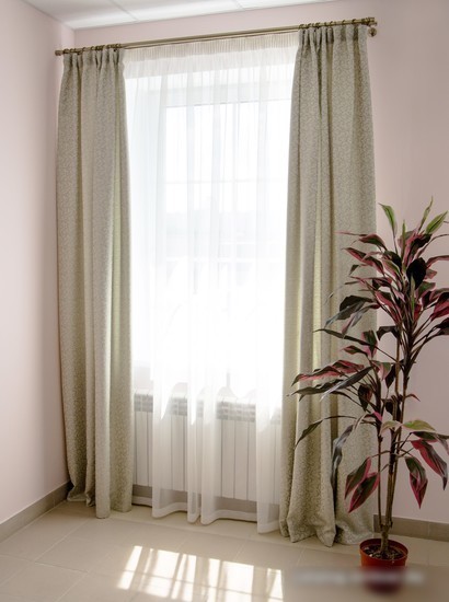 Комплект штор Decoretto Ветка классическая ВК-К5 140x260 (бежевый/голубой, 2 шт)