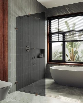 Душевая стенка MaybahGlass 79x195 MGD-274-2 (графитовое стекло/бронза)