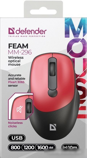 Мышь Defender Feam MM-296 (черный/красный)
