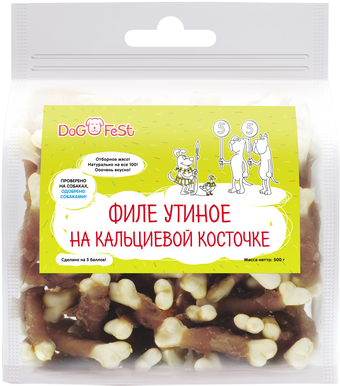 Лакомство для собак Dog Fest Филе утиное на кальциевой косточке 500 г