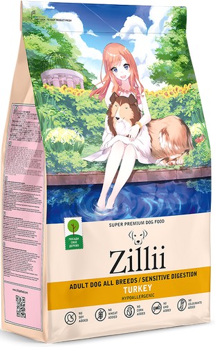 Сухой корм для собак Zillii Adult Dog Sensitive Digestion индейка 3 кг