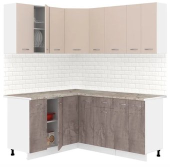 Готовая кухня Кортекс-мебель Корнелия Лира 1.5x1.8 (капучино/оникс/марсель)