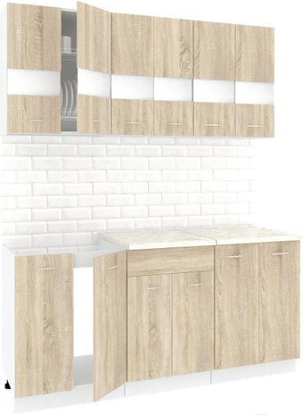 Готовая кухня Кортекс-мебель Корнелия Экстра 1.7м (дуб сонома/королевский опал)