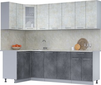 Готовая кухня Интерлиния Мила 12x24 (бетон лайт/бетон портленд/опал светлый)