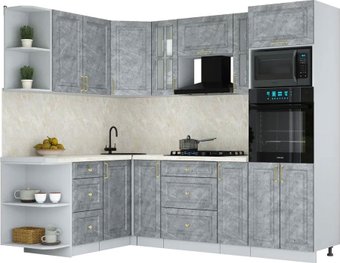 Готовая кухня Интерлиния Мила Шато 1.68x2.4 ВТ LV (керамика/керамика/опал светлый)