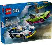 Конструктор LEGO City 60415 Погоня на полицейской машине и маслкаре