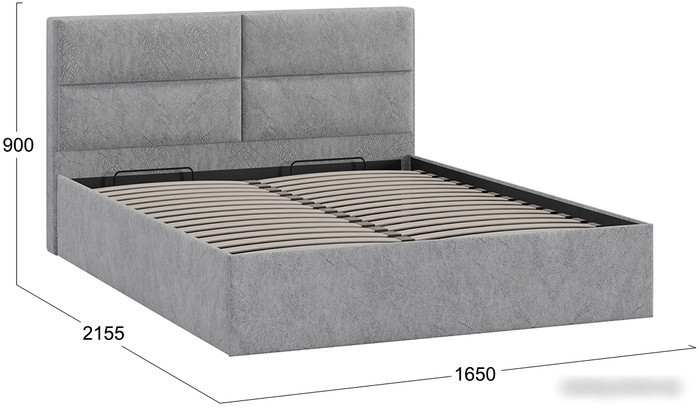 Кровать Трия Глосс универсальный тип 1 с ПМ 160x200 (микровелюр Wellmart Silver)