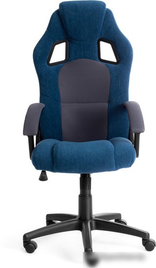 Кресло TetChair Driver (флок/ткань, синий/серый)