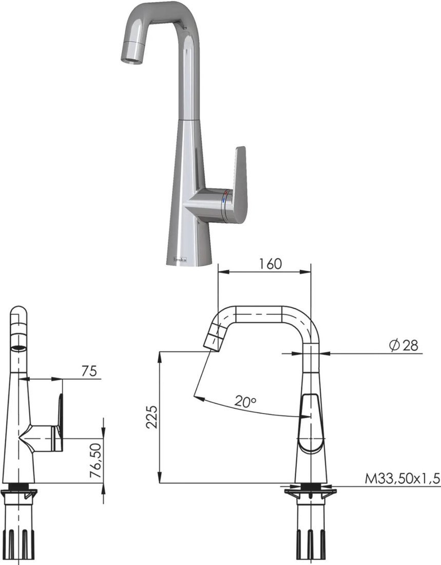 Смеситель Teska Teco E4206 (хром)