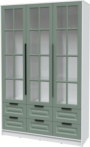 Шкаф-витрина Интерлиния Концепт КТ-ШВ3 Деко (белый платинум/мята)