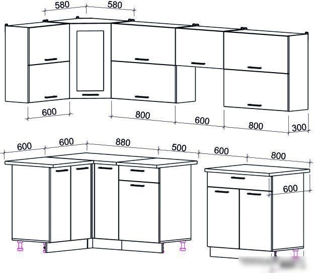 Угловая кухня Интерлиния Мила Gloss 60-12x28 (ваниль/шоколад глянец)