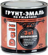 Эмаль Dali Молотковая по ржавчине 3 в 1 0.75 л (серый)