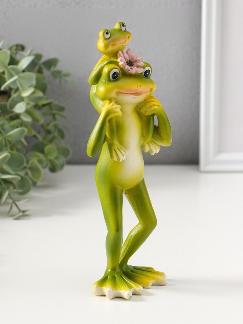 Статуэтка Sima-Land Лягушонок с розовым лотосом, посадил малыша на шею 10927857