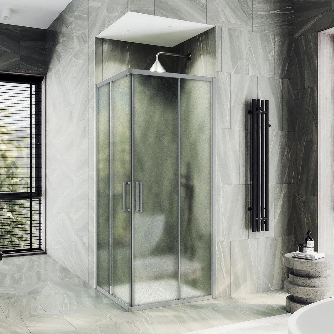 Душевой уголок MaybahGlass MGY-1327-5 (сатин стекло/хром матовый)