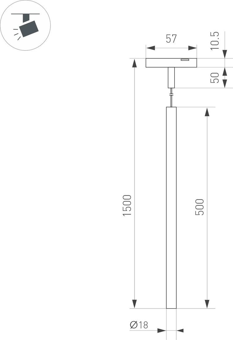 Трековый светильник Arlight MAG-MICROCOSM-SPOT-HANG-R18-L500-3W Warm3000 BK 24deg 043269