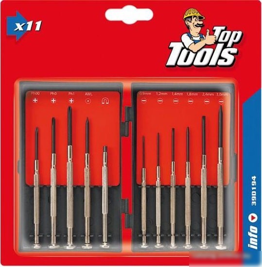 Набор отверток прецизионных TopTools 39D194 (11 предметов)