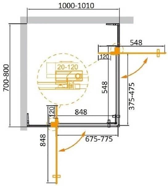 Душевой уголок Cezares SLIDER-AH-2-70/80-100/110-GRIGIO-GM