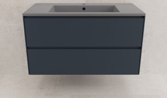 Symbolite Тумба под умывальник Лима 100 Line Plus 2 ящика + Line 100x48 (подвесная, графит/серый шелк)