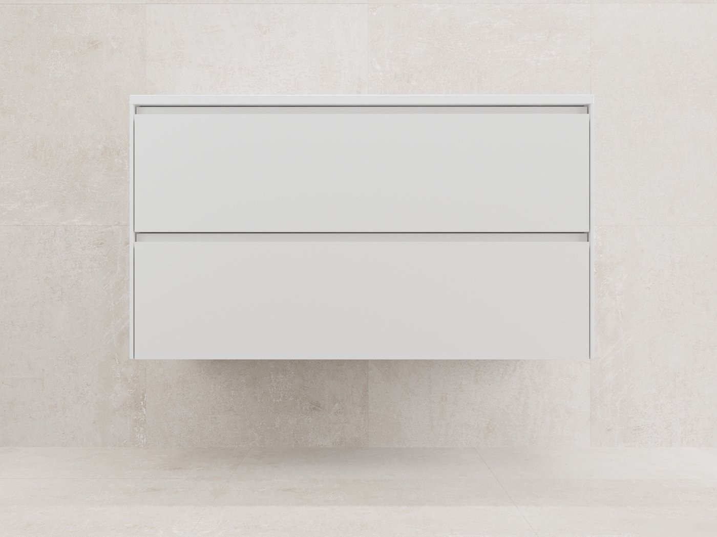 Symbolite Тумба под умывальник Лима 100 Line Plus 2 ящика + Line 100x48 (подвесная, белый матовый/серый шелк)