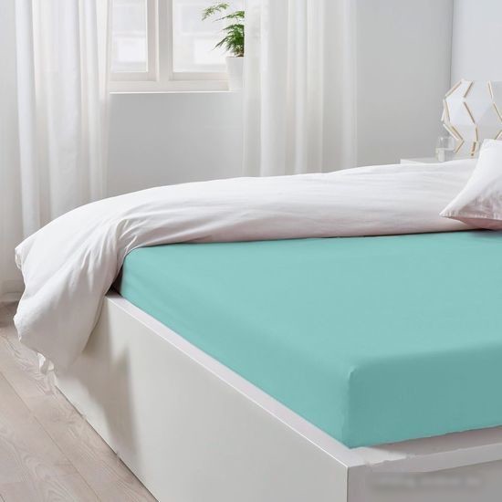 Постельное белье Luxsonia Трикотаж на резинке 160x200 Мр0010-9 (бирюзовый)