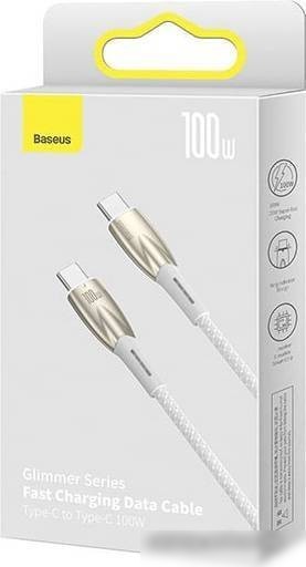 Кабель Baseus Glimmer Series Fast Charging Data Cable USB Type-C - Type-C 100W CADH000702 (1 м, белый)