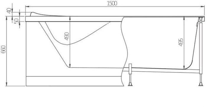 Фронтальный экран под ванну Alex Baitler Orta 150 L 00-A0007291