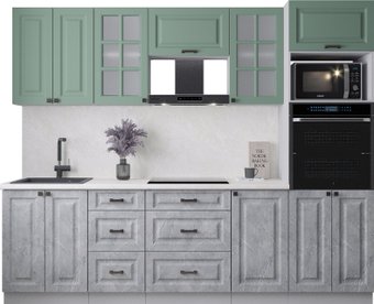 Готовая кухня Интерлиния Мила Деко 2.6 (керамика/мята/опал светлый)