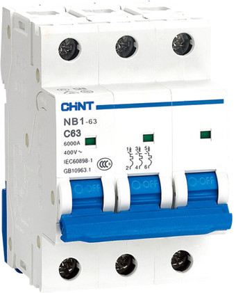 Выключатель автоматический Chint NB1-63 3P 50A 6kА (D) 179722
