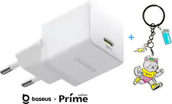 Сетевое зарядное Baseus Palm Fast Charger 1C 30W EU P10111605213-00 (белый) + брендированный брелок Baseus