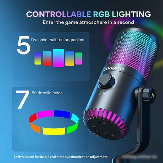 Проводной микрофон Maono DM30 RGB (розовый)