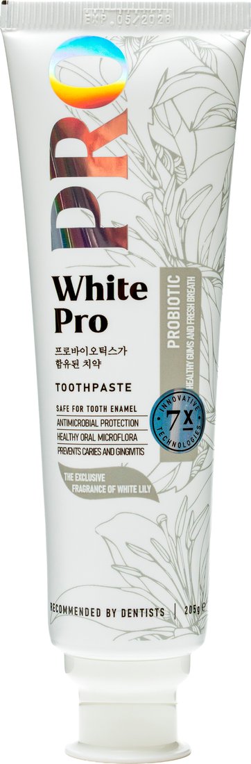 Зубная паста VO7 White Pro с пробиотиками и ароматом белой лилии 205 г